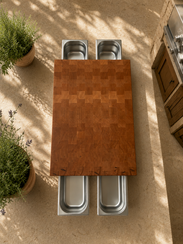 Billot CHEF avec bacs inox intégrés