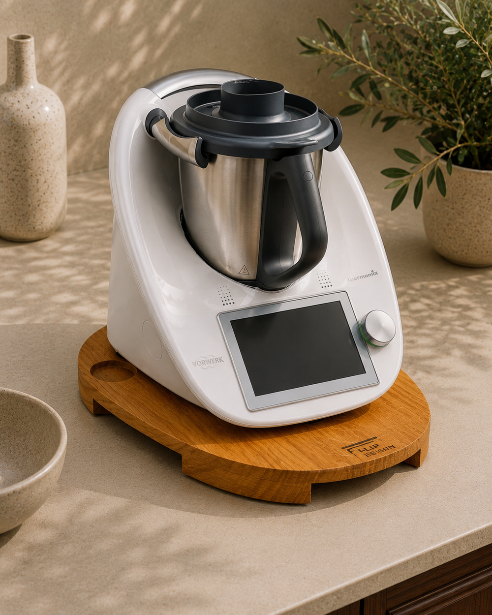 Support Thermomix en bois massif – Planche MOMO | Hêtre et Chêne